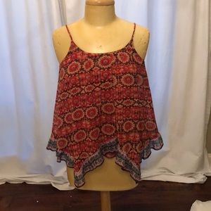 Patterned spaghetti strapped shirt